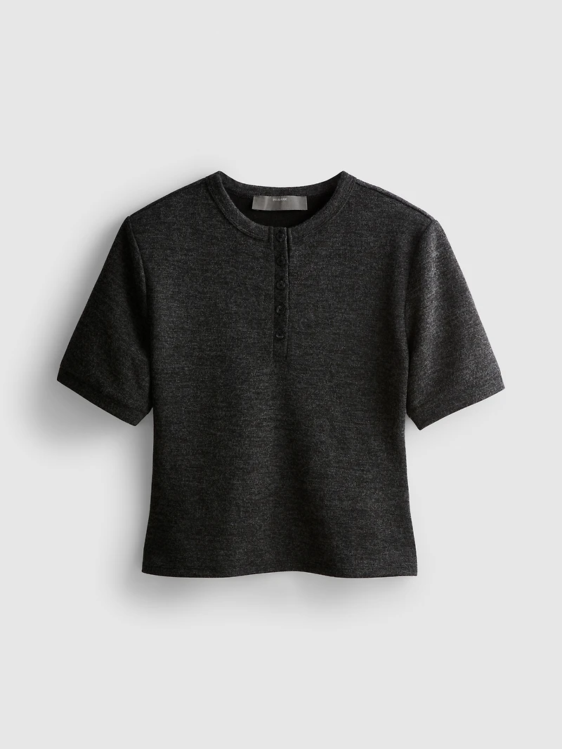 Button Down Shoulder Pad Tee