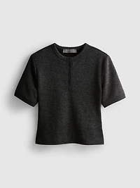 Button Down Shoulder Pad Tee
