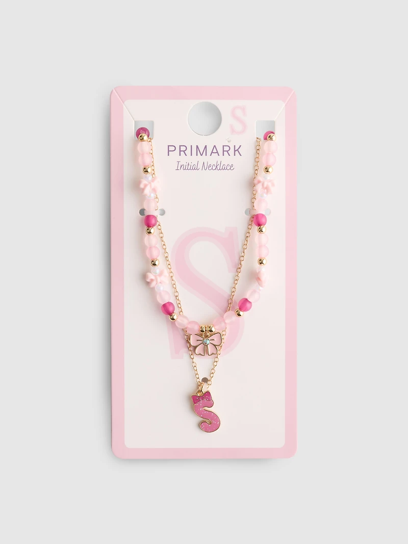 Initial Layered Beaded Necklace
