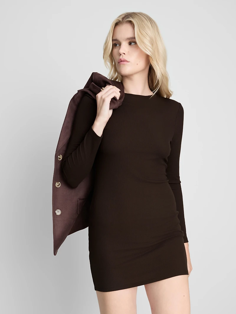 Ribbed Long Sleeve Mini Dress