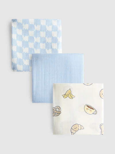 3pk Pure Cotton Toast Muslin Squares
