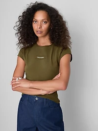 Paula Echevarría Cap-Sleeve Slogan Tee