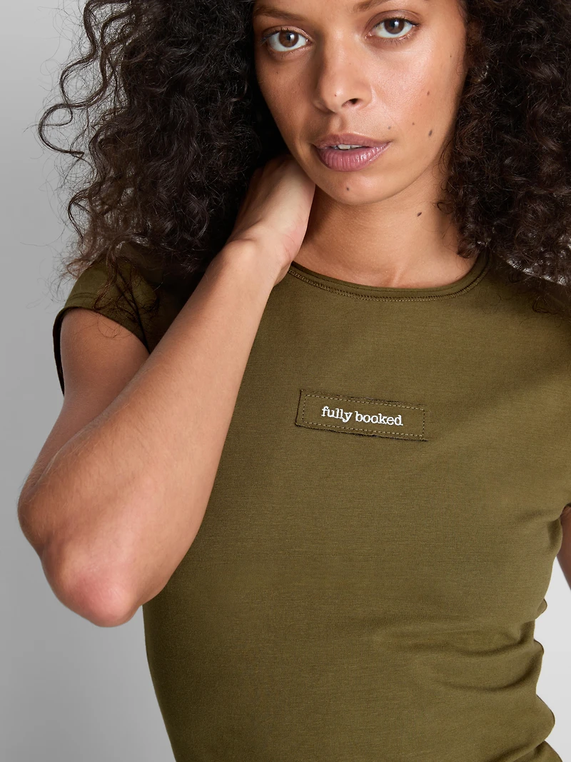 Paula Echevarría Cap-Sleeve Slogan Tee