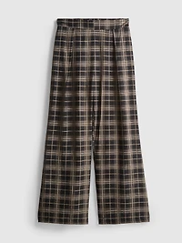 Mid-Rise Checked Wide-Leg Pants