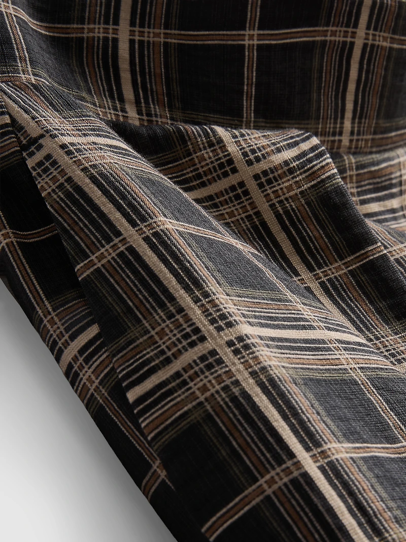 Mid-Rise Checked Wide-Leg Pants