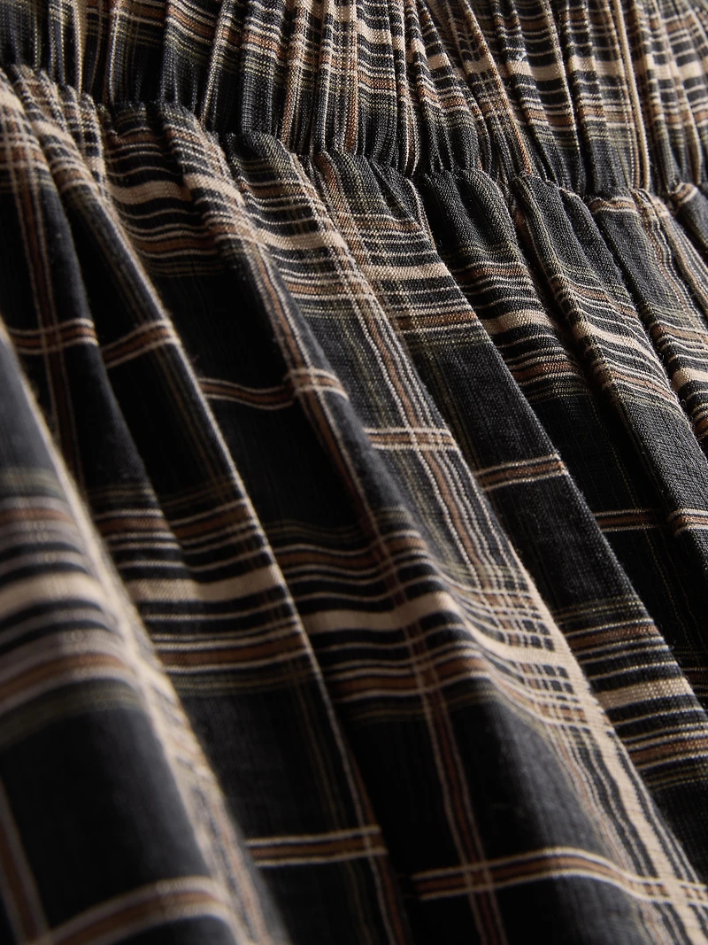 Mid-Rise Checked Wide-Leg Pants