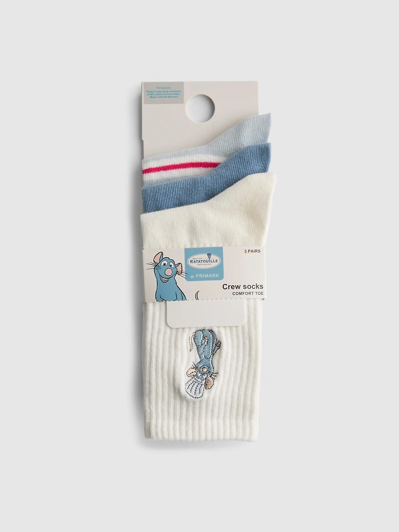 3pk Disney's Ratatouille Cotton-Blend Crew Socks