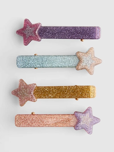 4pk Glitter Star Hair Clips