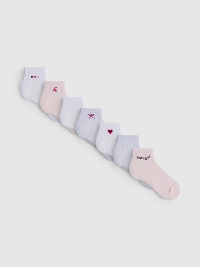 7pk Cotton-Rich Motif Sneaker Socks
