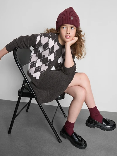 7-15yrs | Argyle Cardigan and Knit Skater Skirt Set