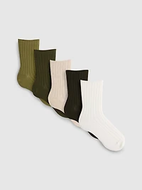 5pk Cotton-Rich Ribbed Crew Socks