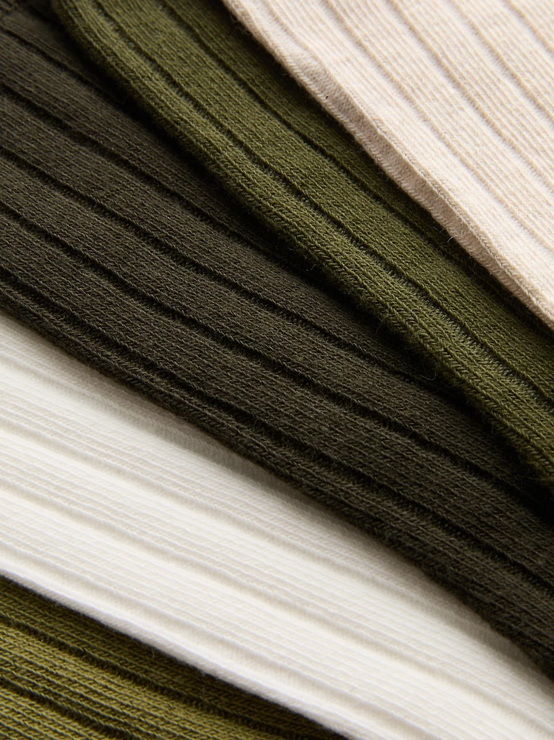 5pk Cotton-Rich Ribbed Crew Socks
