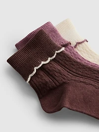 3pk The Edit Cotton-Rich Quarter Socks