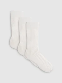 3pk Ribbed Crew Socks