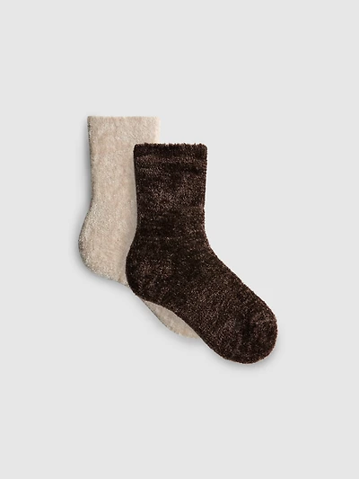 2-Pack Fluffy Crew Socks