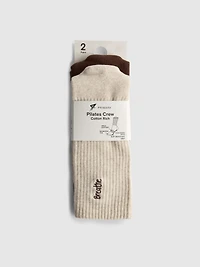 2pk Cotton-Rich Pilates Crew Grip Socks