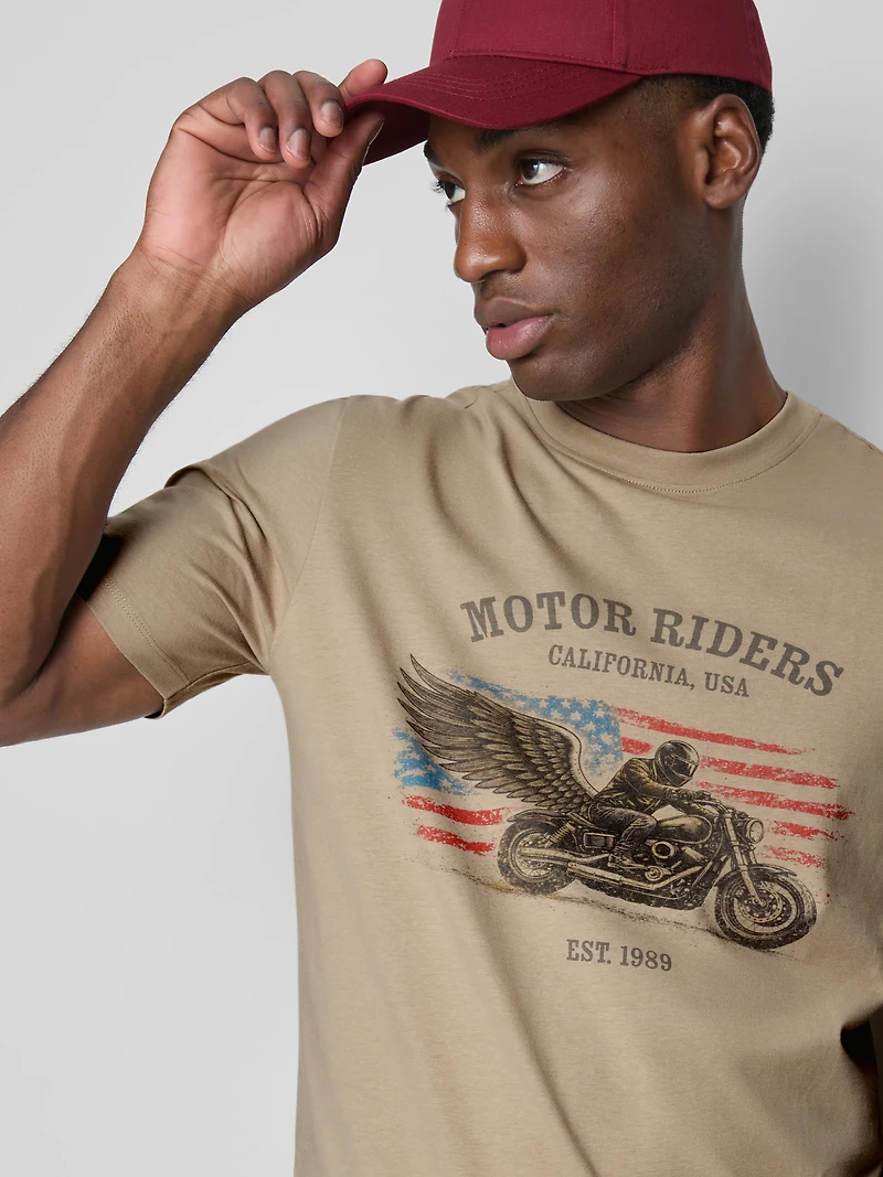 Pure Cotton Motor Riders Graphic T-Shirt