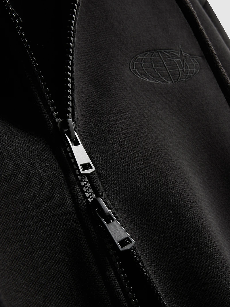 Embroidered Zip-Up Lounge Hoodie