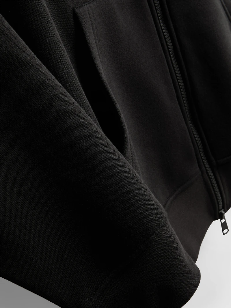 Embroidered Zip-Up Lounge Hoodie
