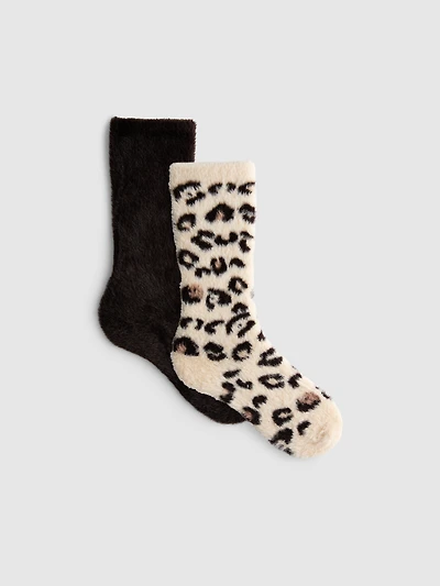 2pk Fluffy Slipper Socks