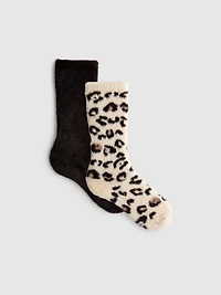 2pk Fluffy Slipper Socks