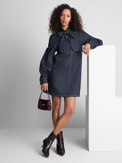 Paula Echevarría Denim Bow A-Line Mini Dress