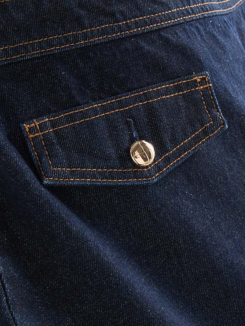 Paula Echevarría Cotton Denim Pocket Detail Mini Skirt