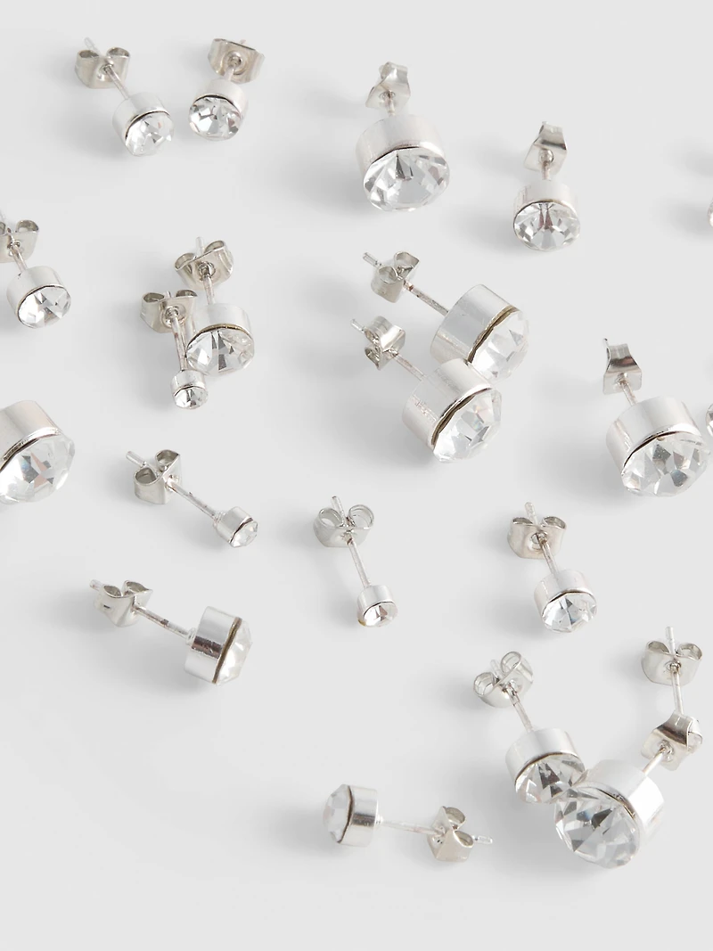 8pk Crystal Stud Earrings