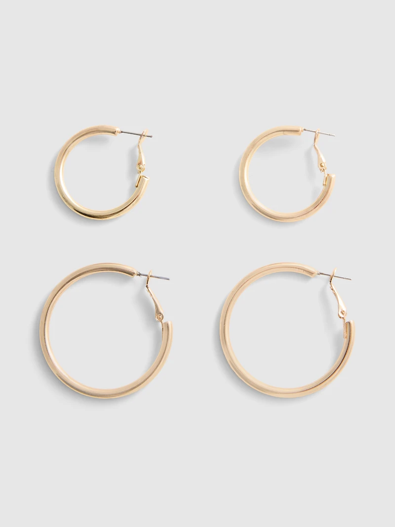 2pk Classic Hoop Earrings