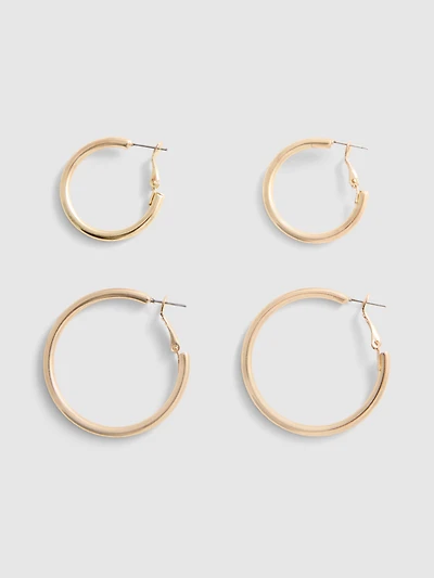 2pk Classic Hoop Earrings