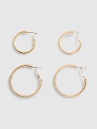 2pk Classic Hoop Earrings