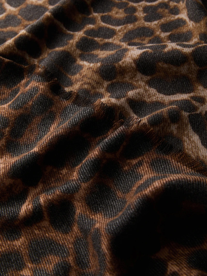 Woven Leopard Print Scarf