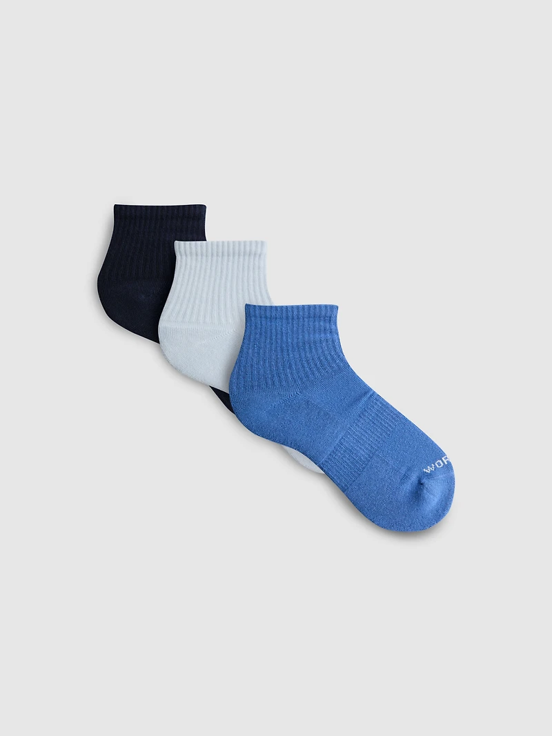 3pk Pure Cotton Quarter Crew Sports Socks