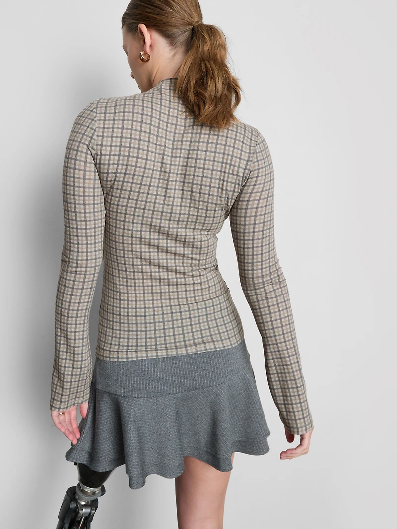 Printed Long-Sleeve Rollneck Top