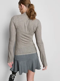 Printed Long-Sleeve Rollneck Top