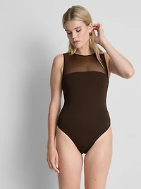 Mesh Insert Sleeveless Bodysuit