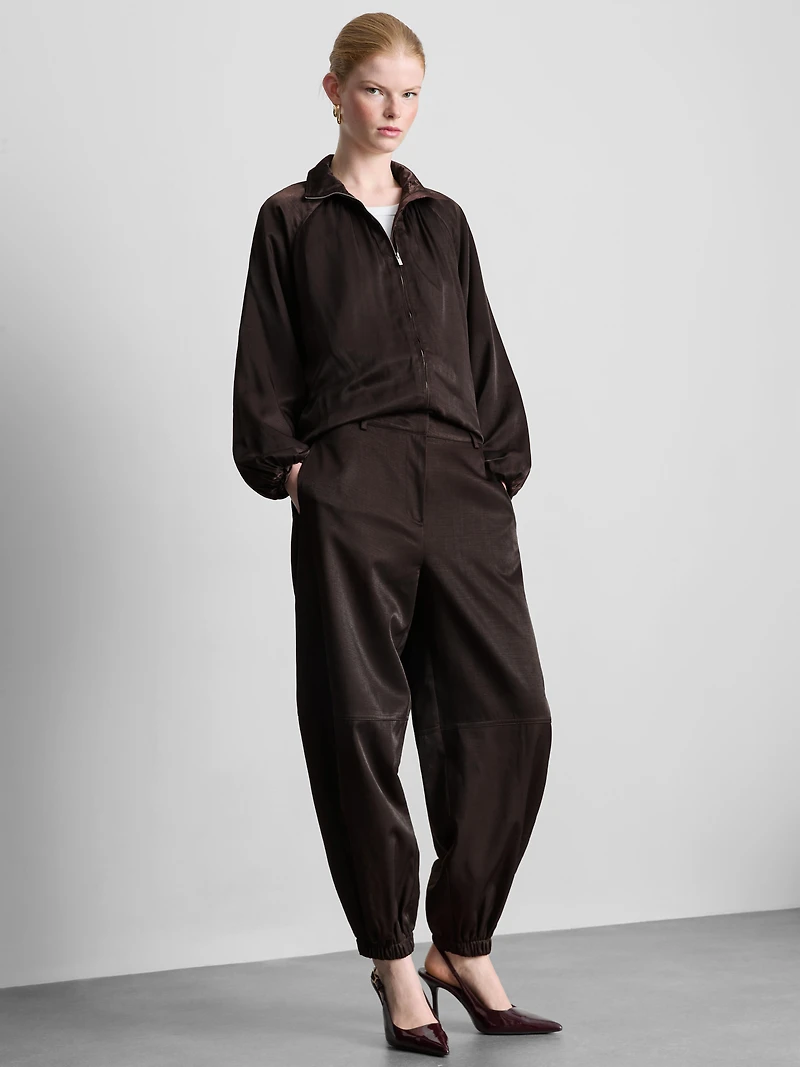 The Edit Satin Tapered Pants