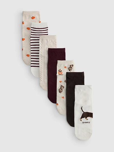 7pk Cotton-Rich Fall Crew Socks