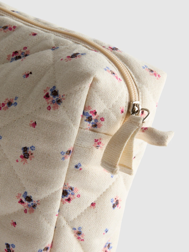 Quilted Floral Makeup Bag
