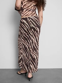Animal Print Mesh Maxi Skirt