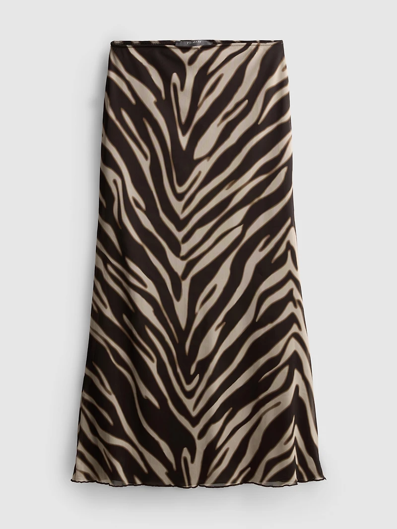 Animal Print Mesh Maxi Skirt