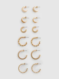 6pk Textured Hoop Earrings