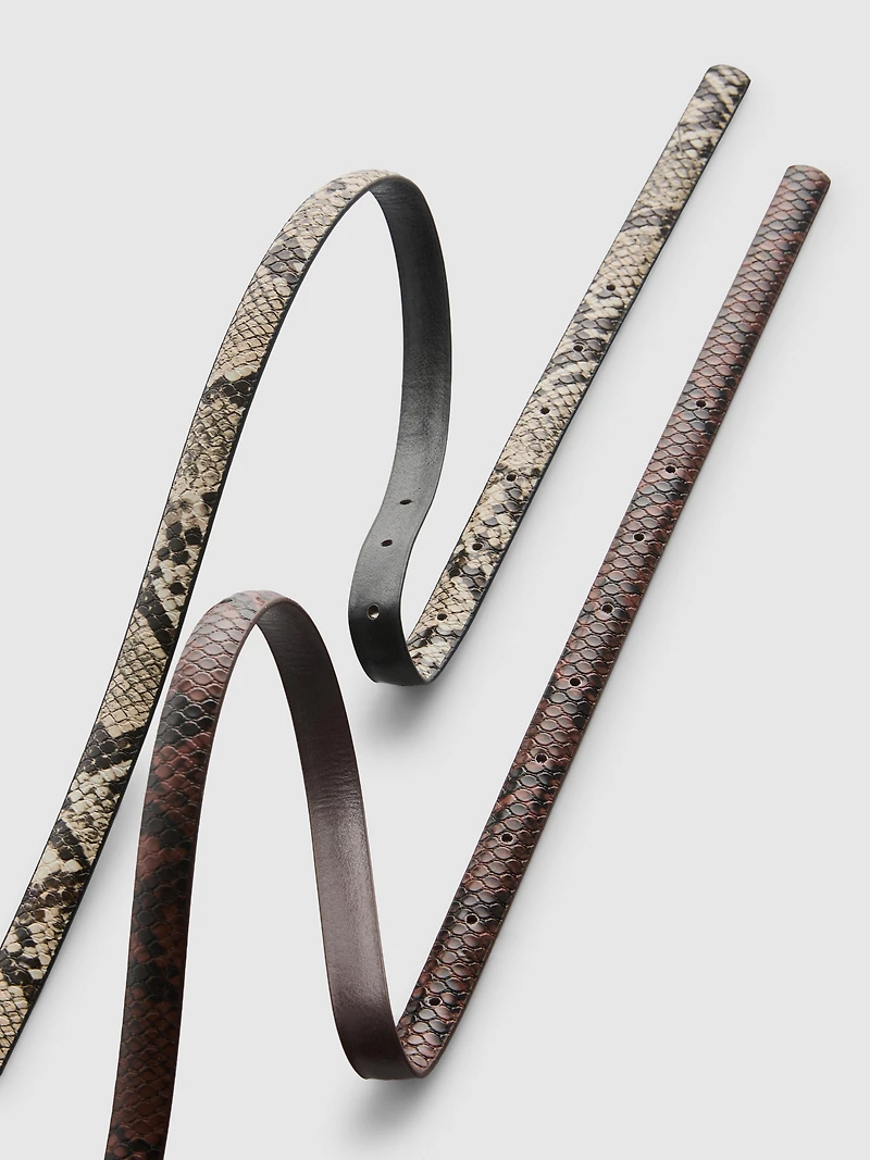 2pk Snake-Effect Skinny Belts