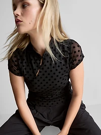 Mandarin Collar Polka Dot Top