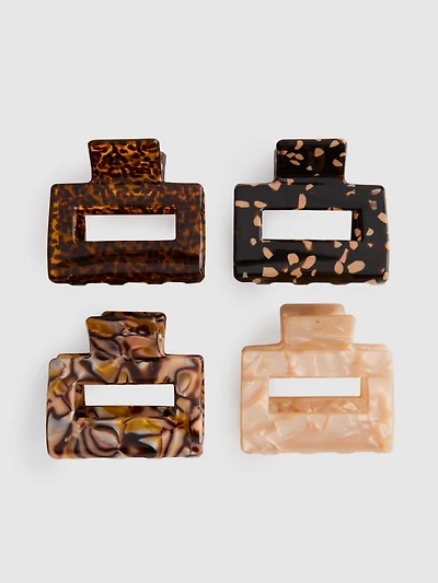 4pk Resin-Effect Hair Claw Clips