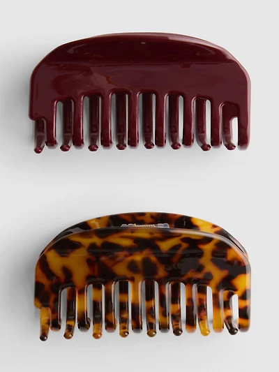 2pk Wide-Tooth Hair Claw Clips
