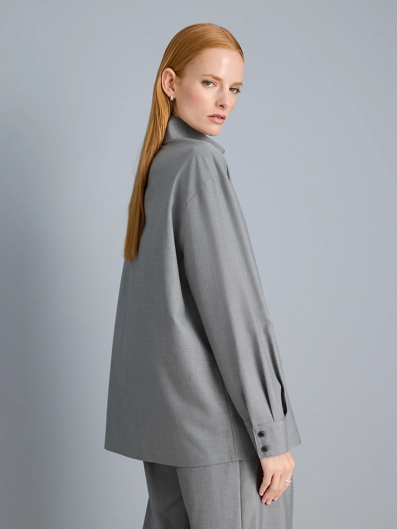 High-Collar Button-Down Shirt