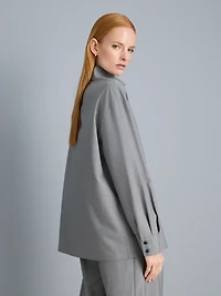 High-Collar Button-Down Shirt