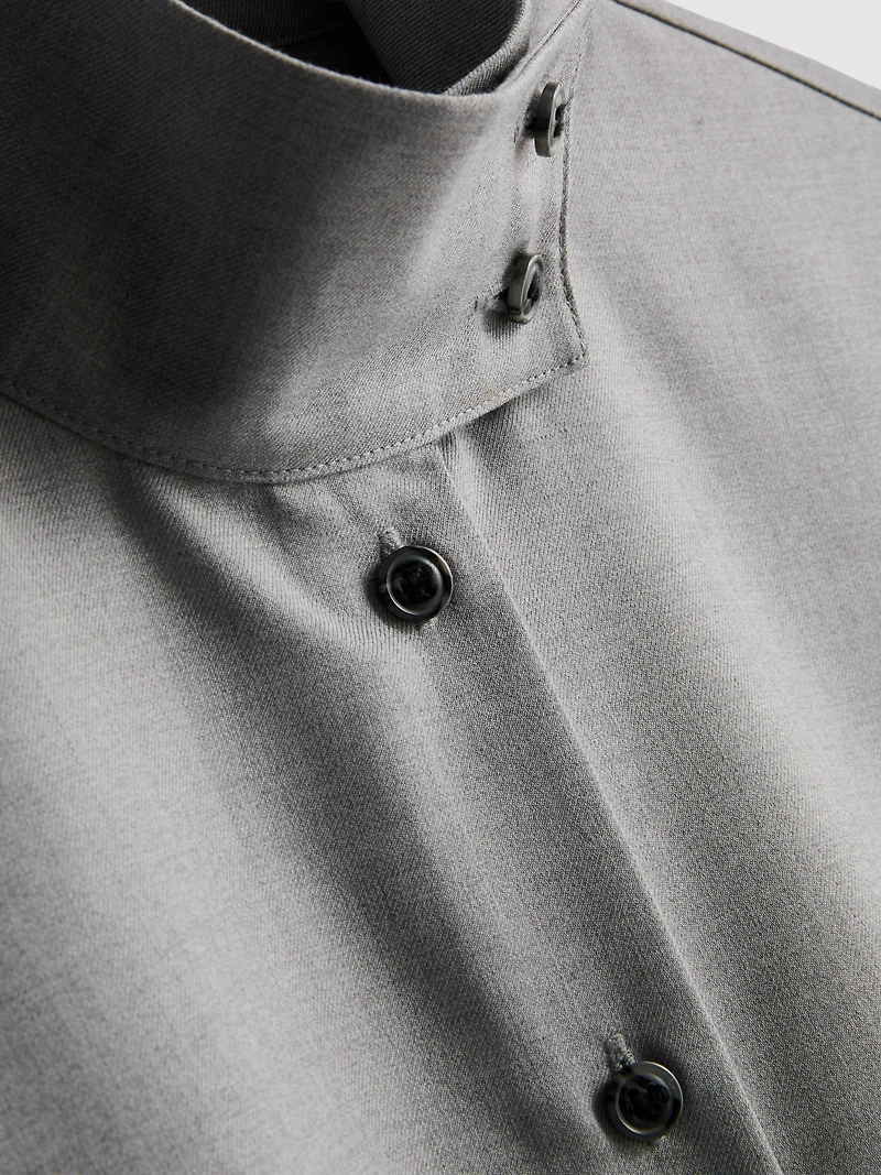 High-Collar Button-Down Shirt
