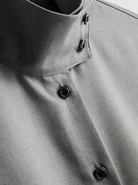 High-Collar Button-Down Shirt